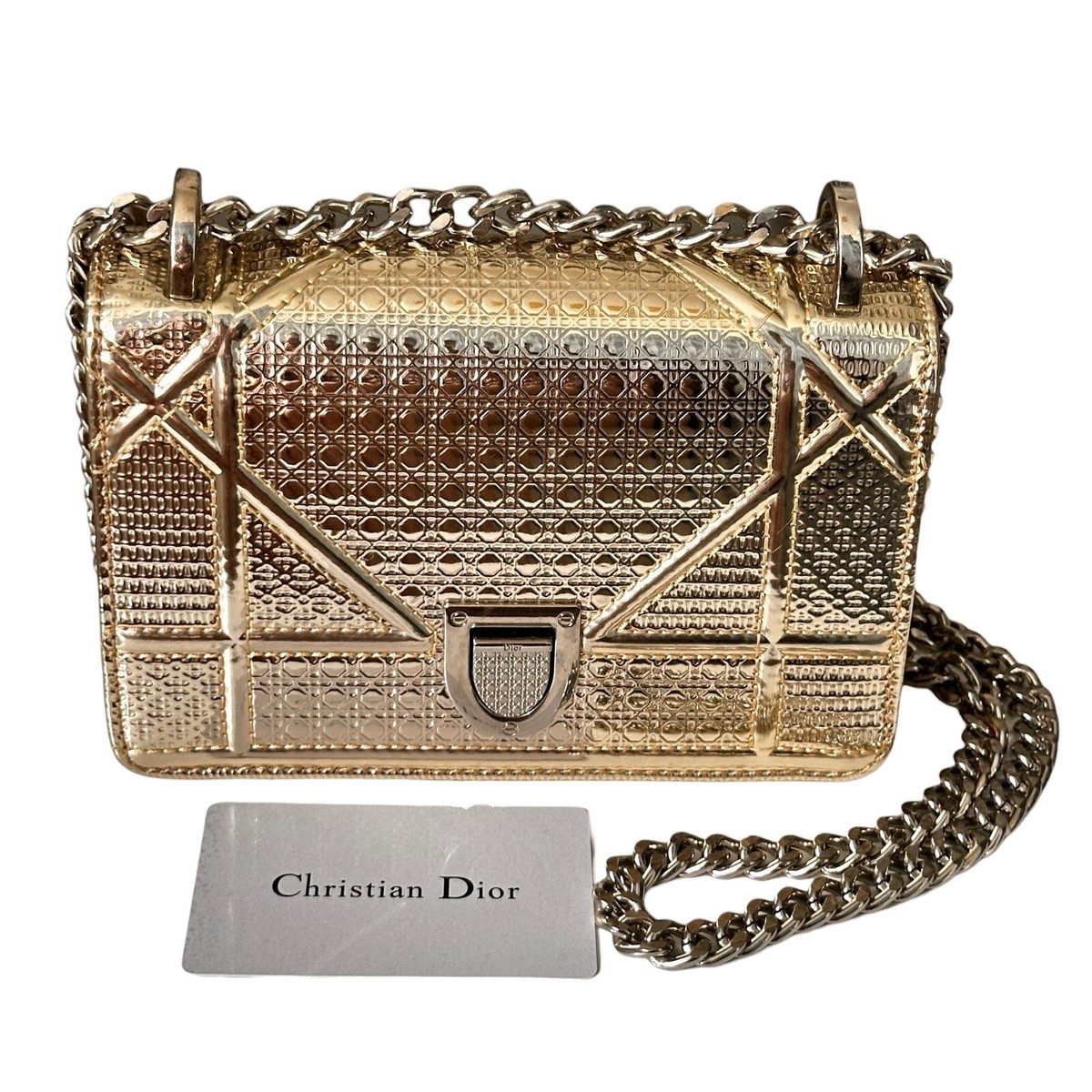 Dior Metallic Gold Micro Cannage Mini Diorama Shoulder/Crossbody