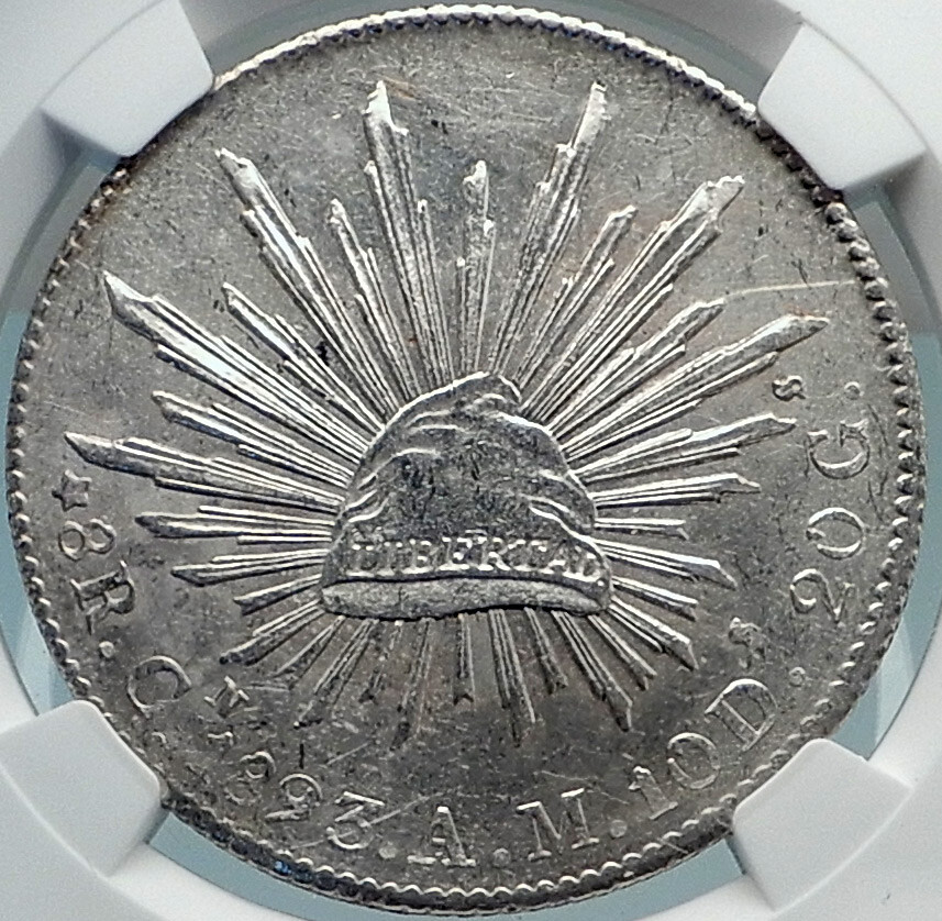 1893 CN AM MEXICO BIG Silver 8 Reales Antique Mexican Coin Eagle