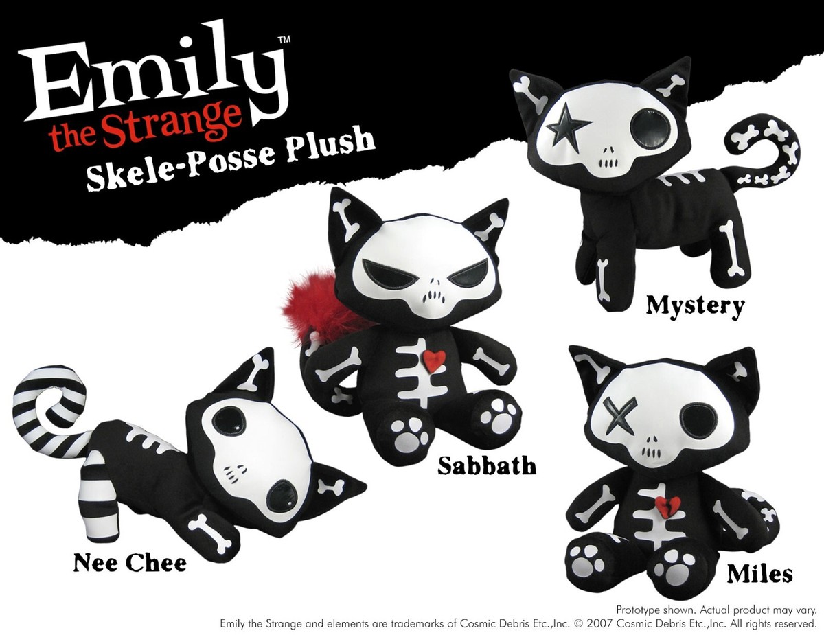 Emily the Strange Skele-pose Plush - New with tags. Still in bag