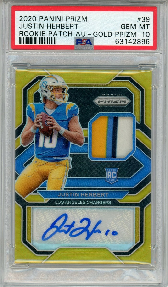 2020 PANINI PRIZM GOLD PRIZM JUSTIN HERBERT RPA ROOKIE PATCH AUTO