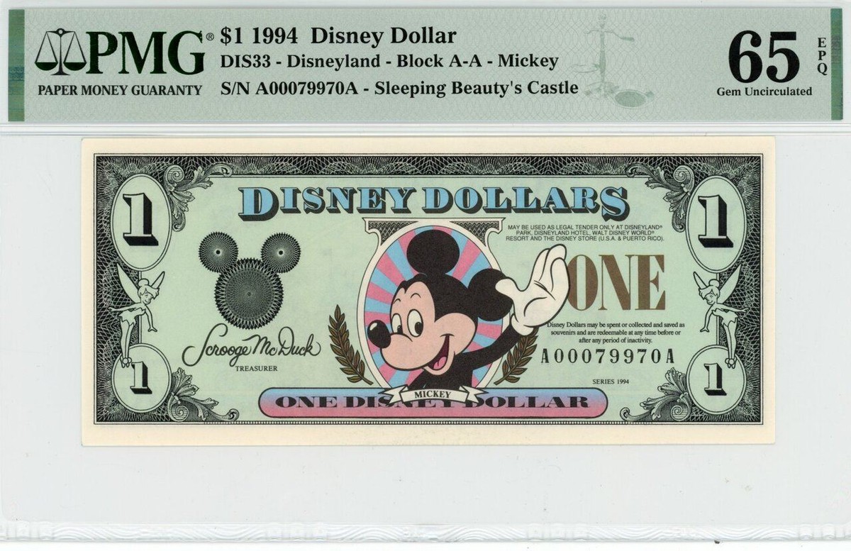 1994 $1 Disney Dollar Mickey PMG 65 EPQ (DIS33) | eBay
