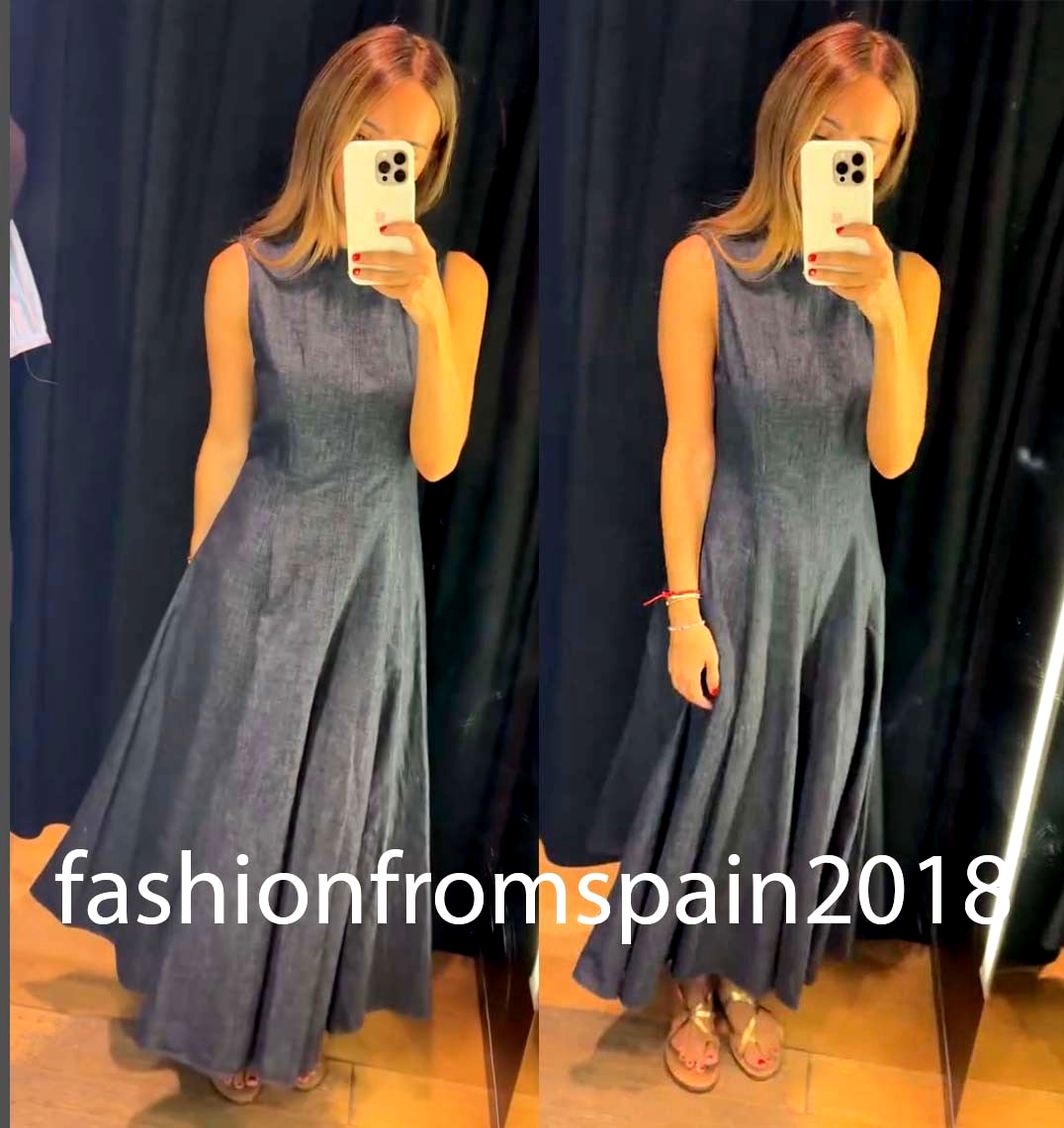ZARA NEW WOMAN ZW COLLECTION DENIM MIDI DRESS DARK INDIGO XS-XL