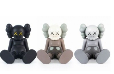 Set of 3 Kaws Holiday Taipei 7 inch Vinyl Figure Grey Brown Black
