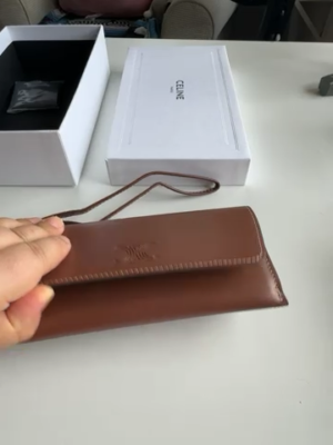 CELINE Authentic brown pouch glasses case wallet sunglasses case