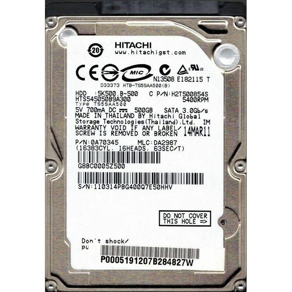 Hitachi HTS545050B9A300 500GB 5400RPM SATA 2.5