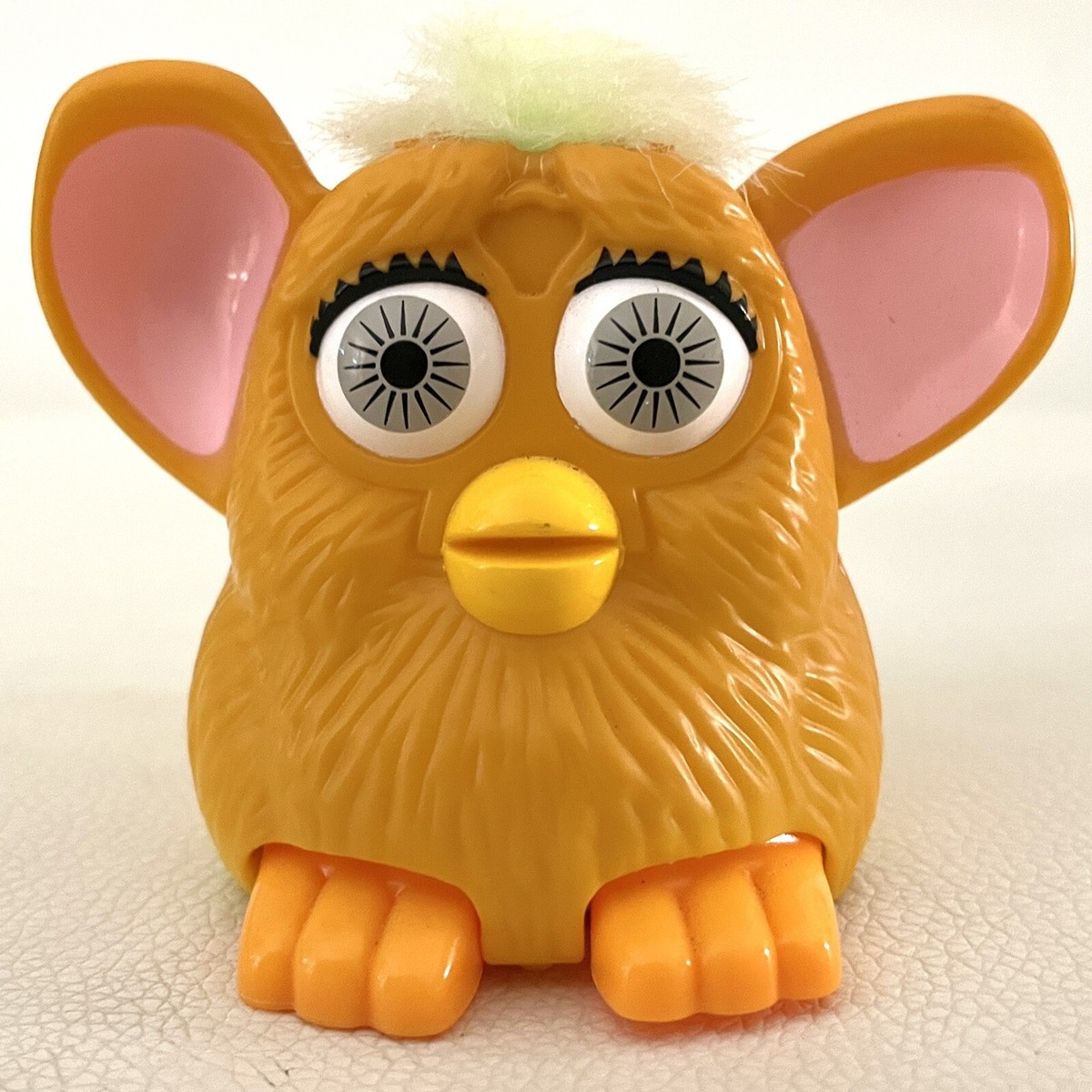 Vtg 90s Yellow Furby Doll Green Hair! G Condition Moving Feet