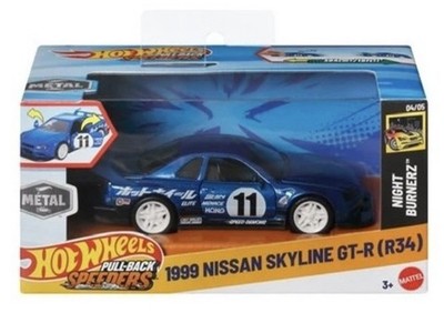 HOT WHEELS 1999 NISSAN SKYLINE GTR R34 PULLBACK SPEEDERS 1:43