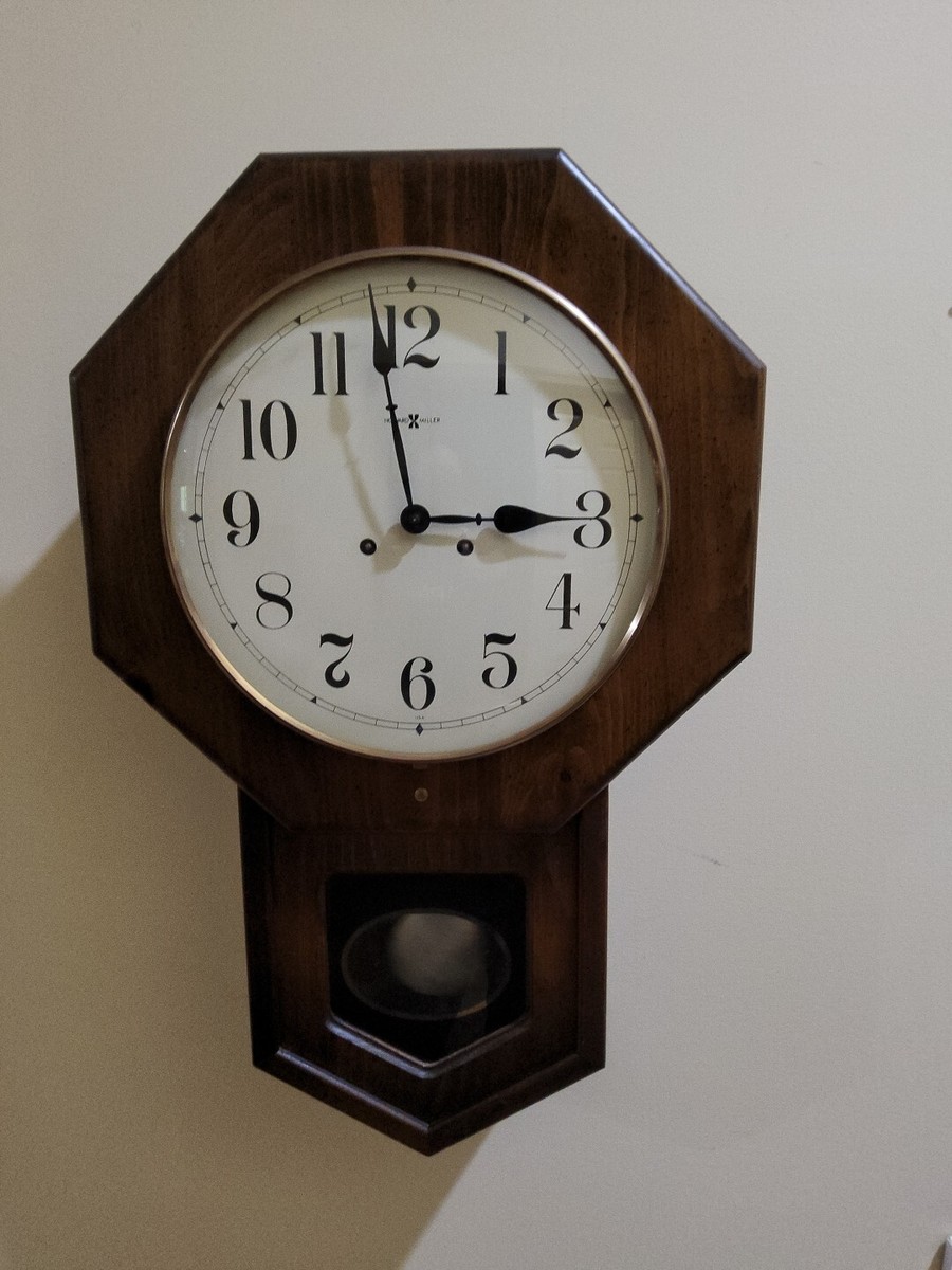 HOWARD MILLER OCTAGON SCHOOLHOUSE WALL CLOCK TIME STRIKE 612-435