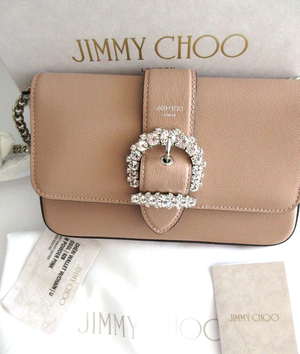 Jimmy Choo Madeline Cherie Crossbody Wallet on Chain Powder Pink