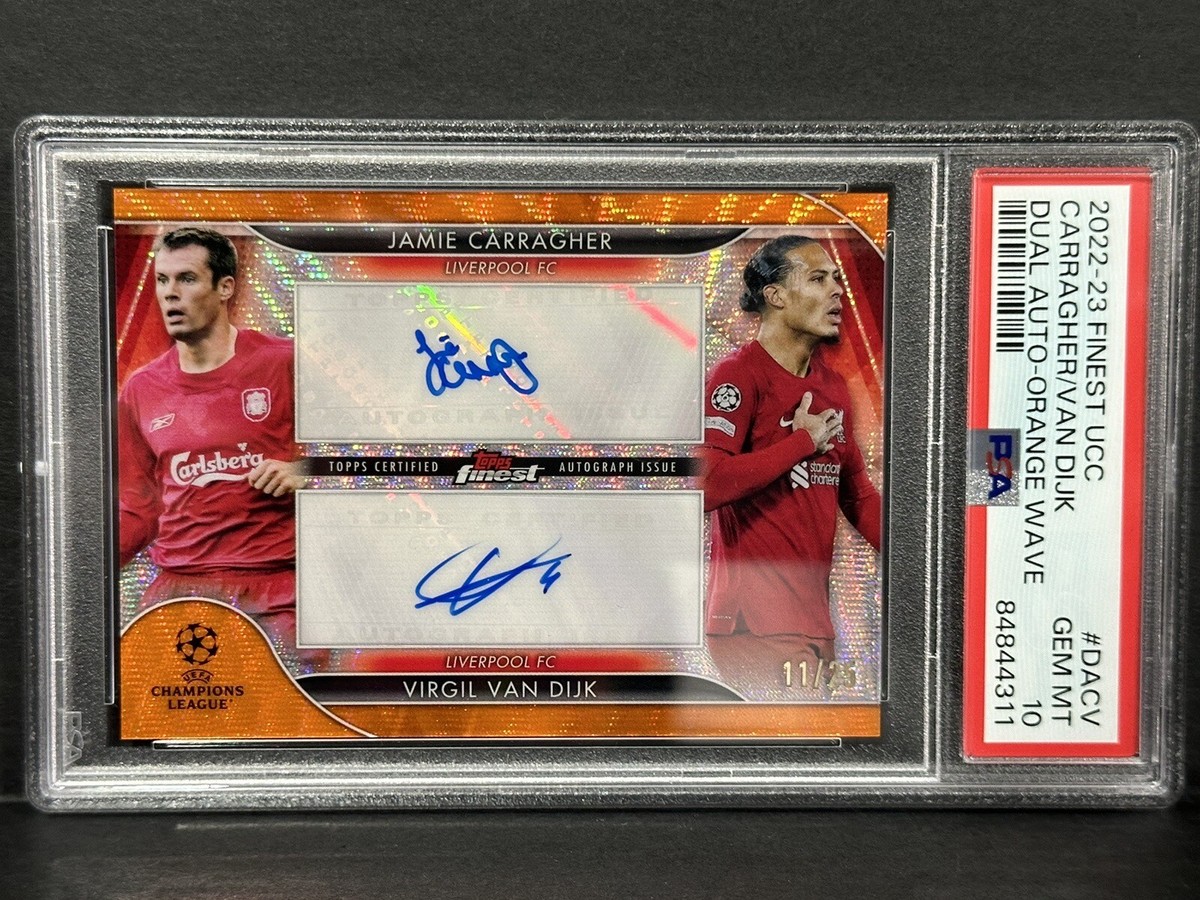 2022-23 Topps Finest UCL Dual Auto Carragher & Van Dijk Orange