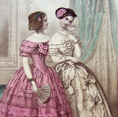Five hand coloured engraved French fashion plates La Mode Paris