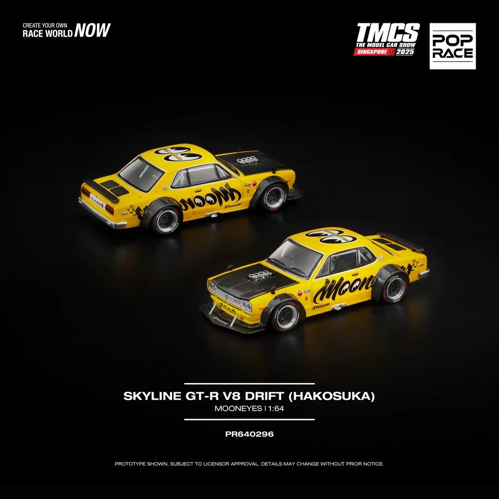 POPRACE 1:64 SKYLINE GT-R V8 DRIFT (HAKOSUKA) MOONEYES TMCS
