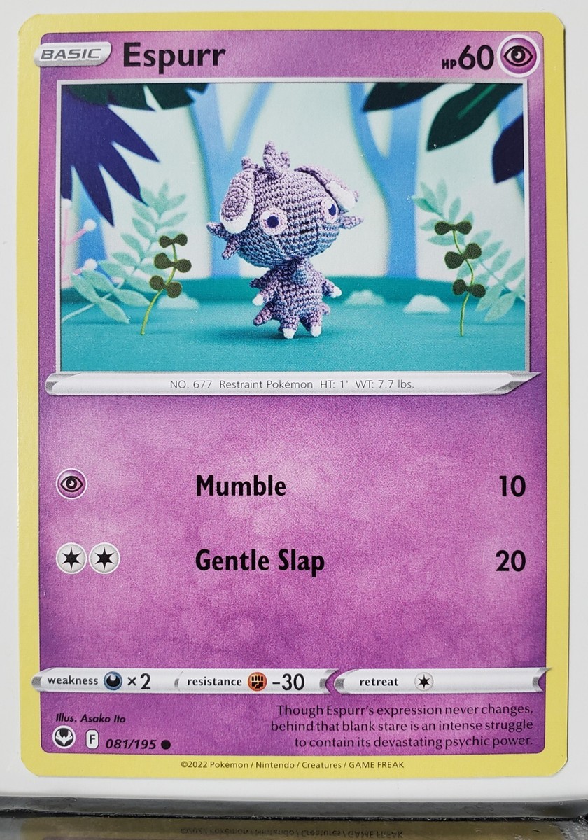 Espurr 081/195 NM / M - Crocheted Art - Silver Tempest Pokemon
