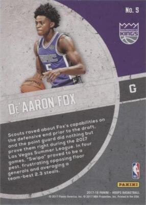 2017-18 Panini NBA Hoops - De'Aaron Fox #5 for sale | eBay