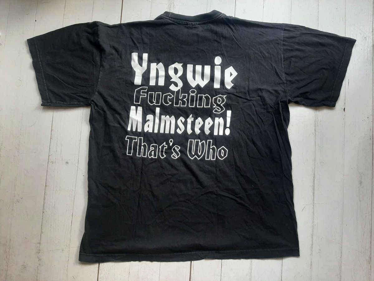 YNGWIE MALMSTEEN Who? Vintage 90s Tour T Shirt Black XL LP Metal