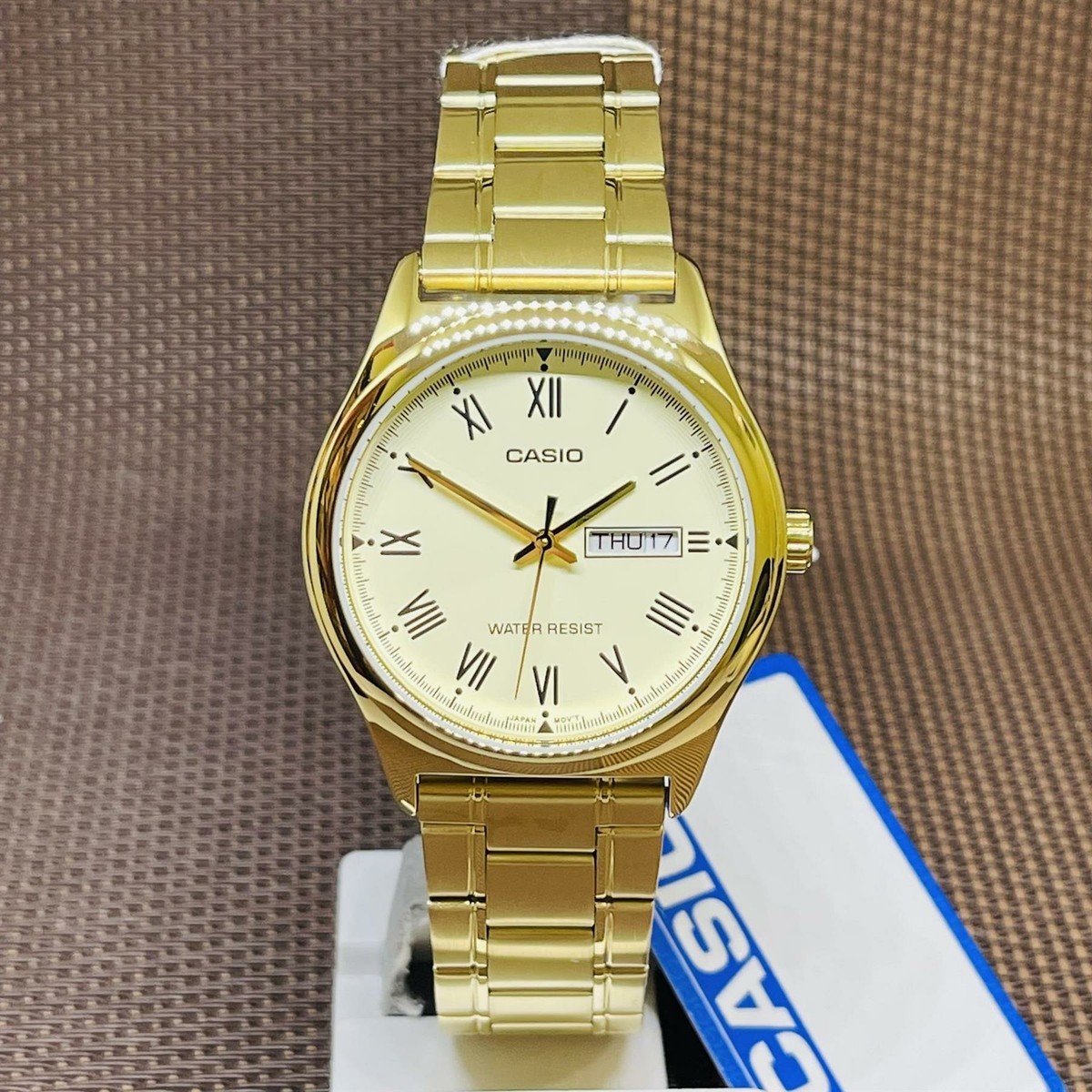 Casio MTP-V006G-9B Analog Men's Champagne Dial Stainless Steel Day