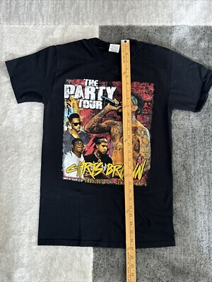 VINTAGE Chris Brown T Shirt Tee Black Size Small The Party Tour
