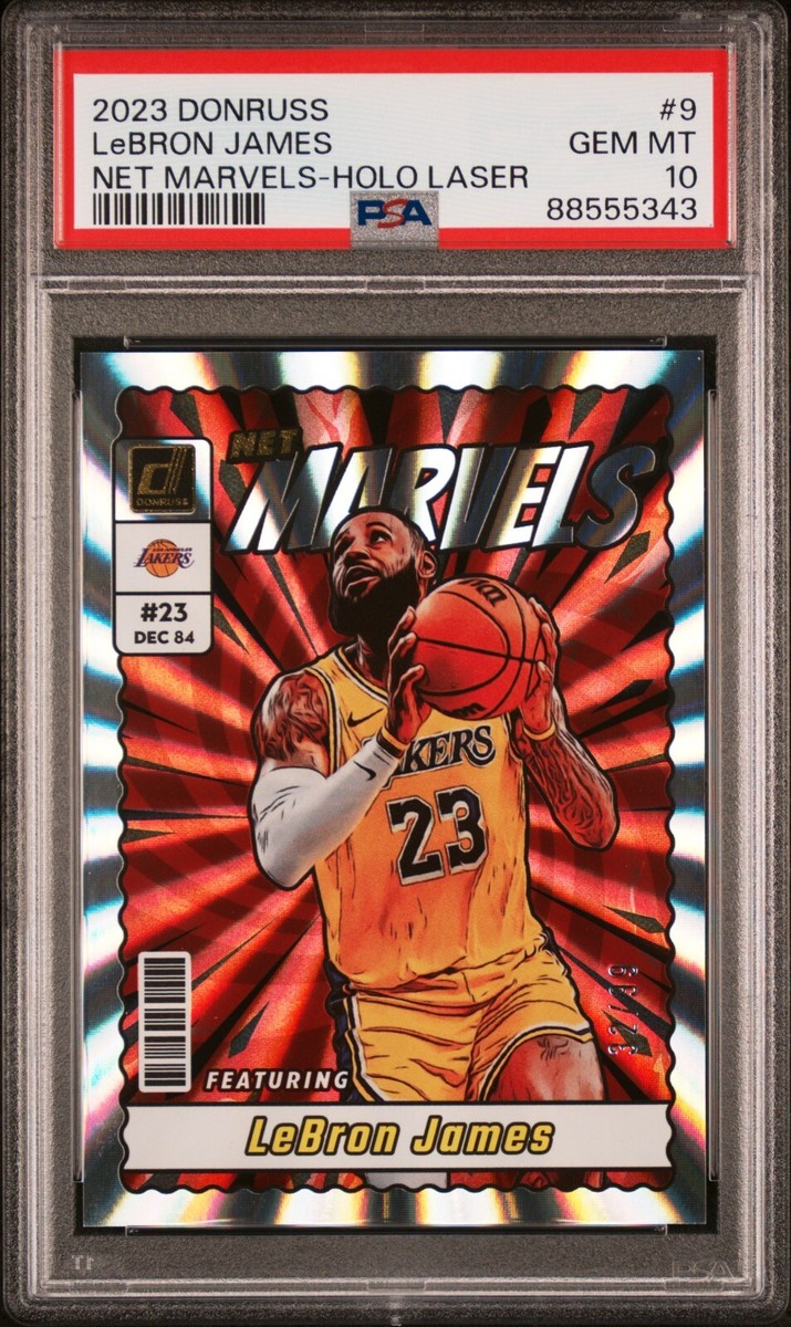 LeBron James 2023 Donruss Net Marvels Holo Laser /99 PSA 10 LA