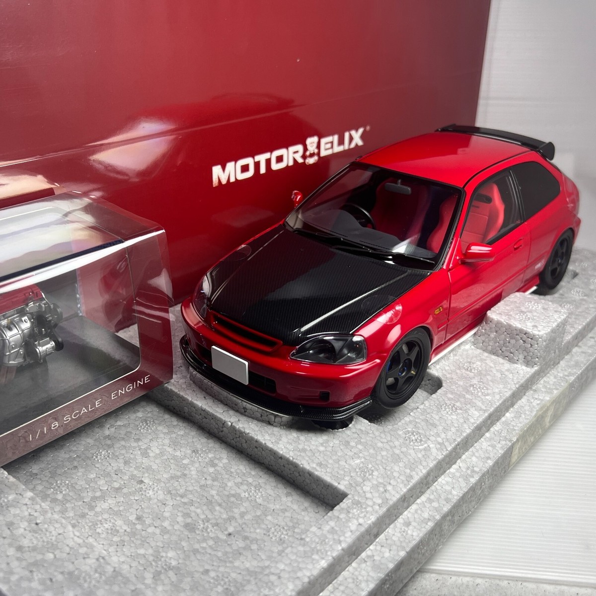 1/18 MOTORHELIX Honda Civic Type R EK9 Spoon Sport Red with carbon