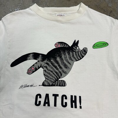 Vintage 90s Crazy Shirts B Kliban Cat Dog Fetch Catch T-Shirt