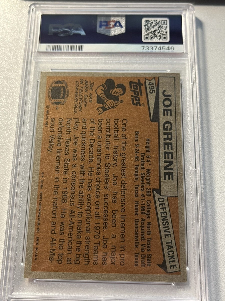 1981 Topps Joe Greene #495 PSA 8 Pittsburgh Steelers NFL Football