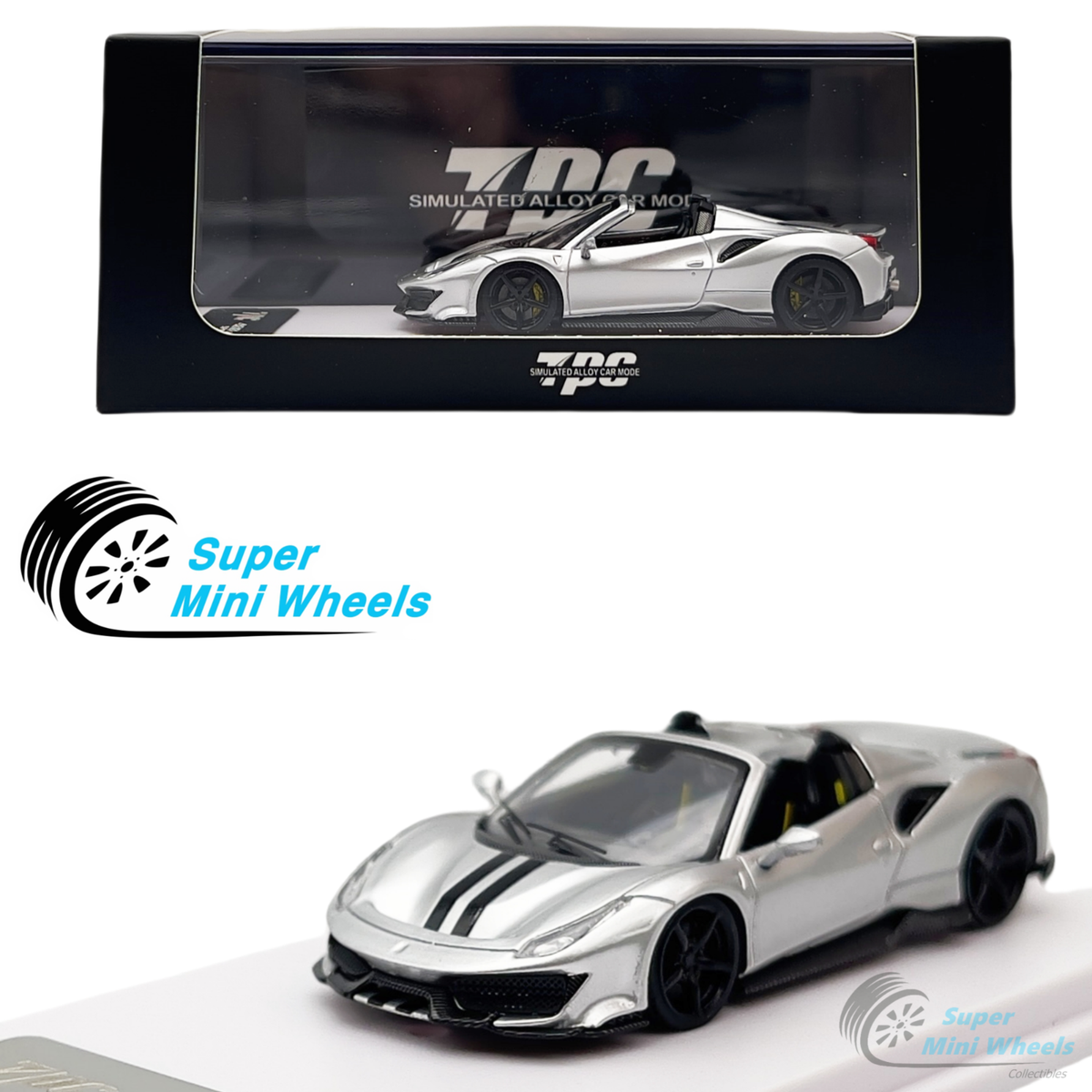 TPC 1:64 488 Pista Spider Silver with Sticker | eBay