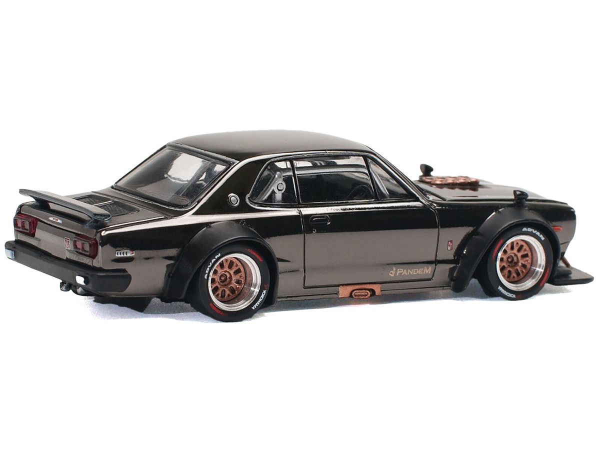 2x Pop Race 1/64 Nissan GT-R V8 Drift HAKOSUKA Dark Chrome PR64-97