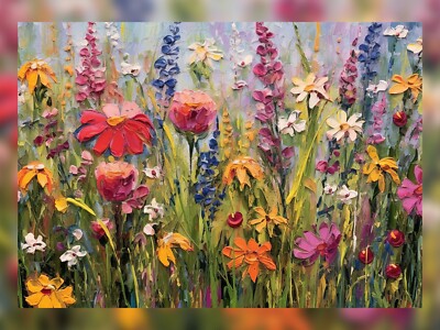 Captivating Wild Flowers Oil Painting Print - Breathtakingly Vivid