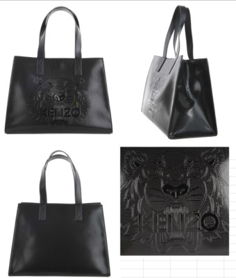 Authentic Kenzo Paris Embossed Tiger Tote Handbag Patent Leather