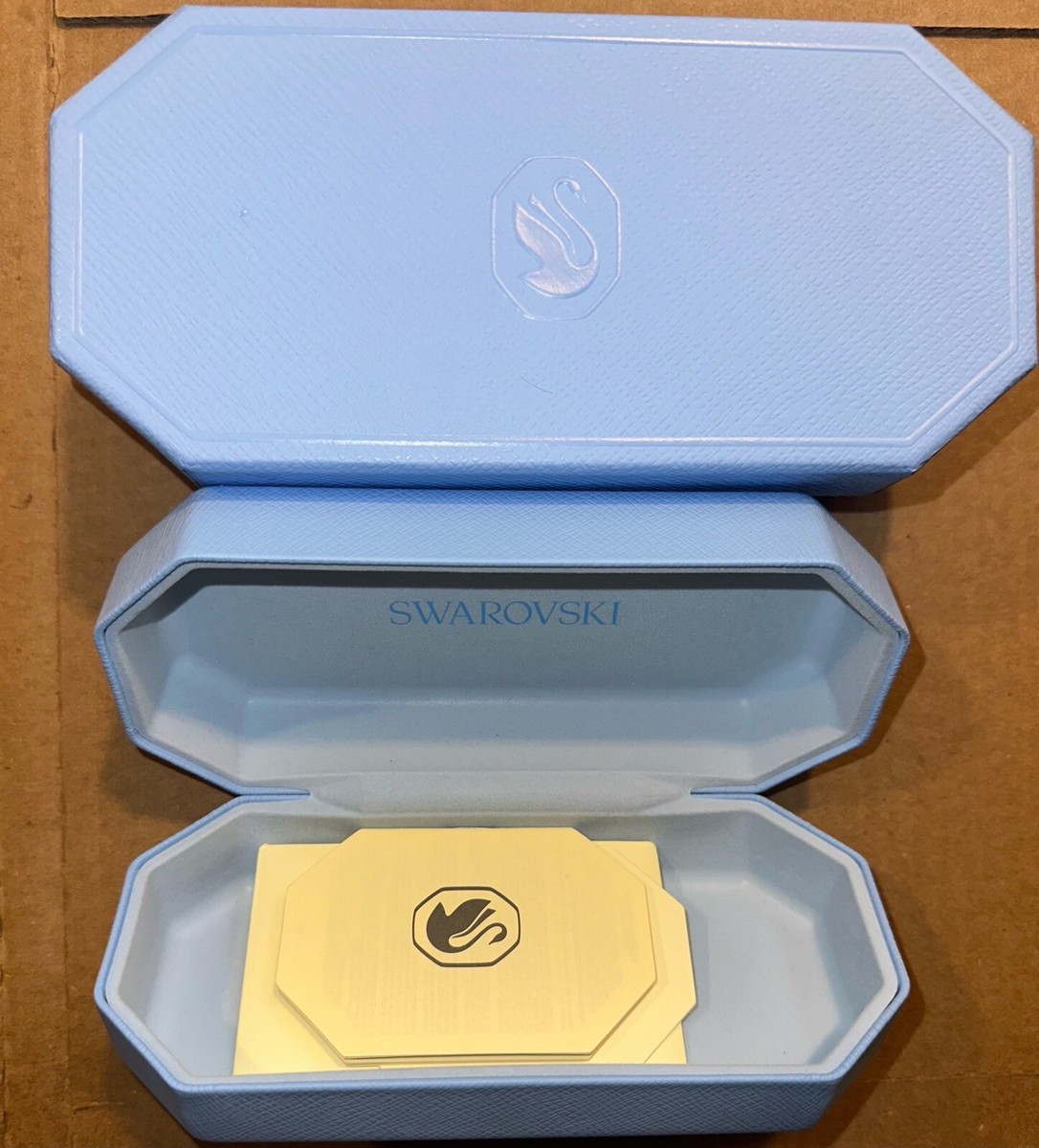 Swarovski Blue Sunglasses Case Complete Box Cleaning Cloth | eBay