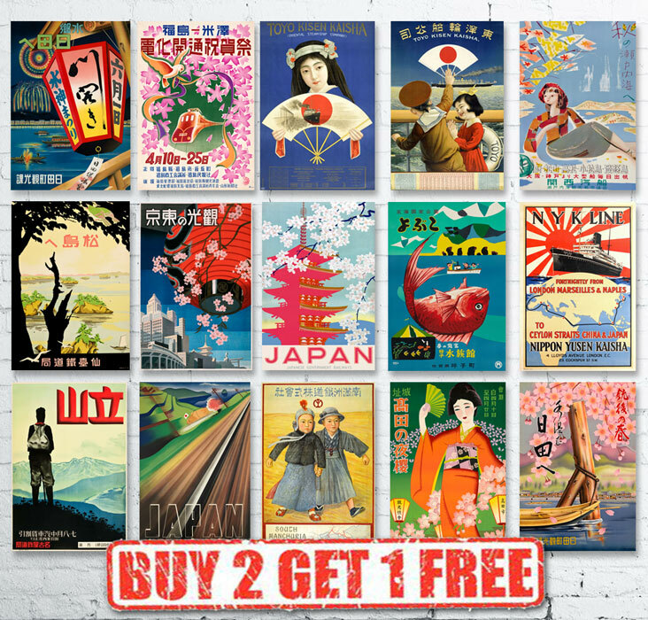 Vintage High Quality Japanese Japan Travel Posters Prints Wall Art