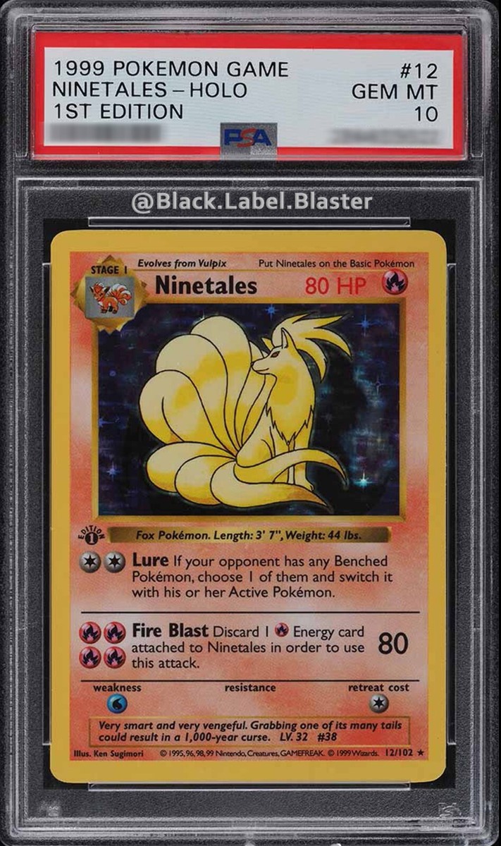 1999 Pokemon Base Set 1st Edition Shadowless Holo Ninetales #12