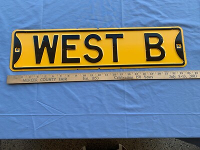 NOS Vtg WEST B Street/Road Sign 24 