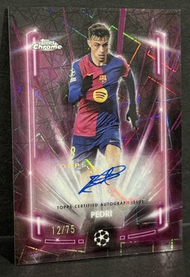 2024-25 Topps Chrome UCC Barcelona Pedri Auto Black Lazer Magenta