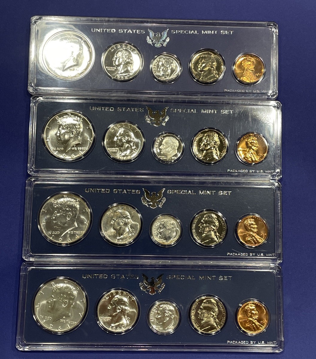 Lot Of 4 US MINT COIN SET 1964-P 90% SILVER Double Struck Gem