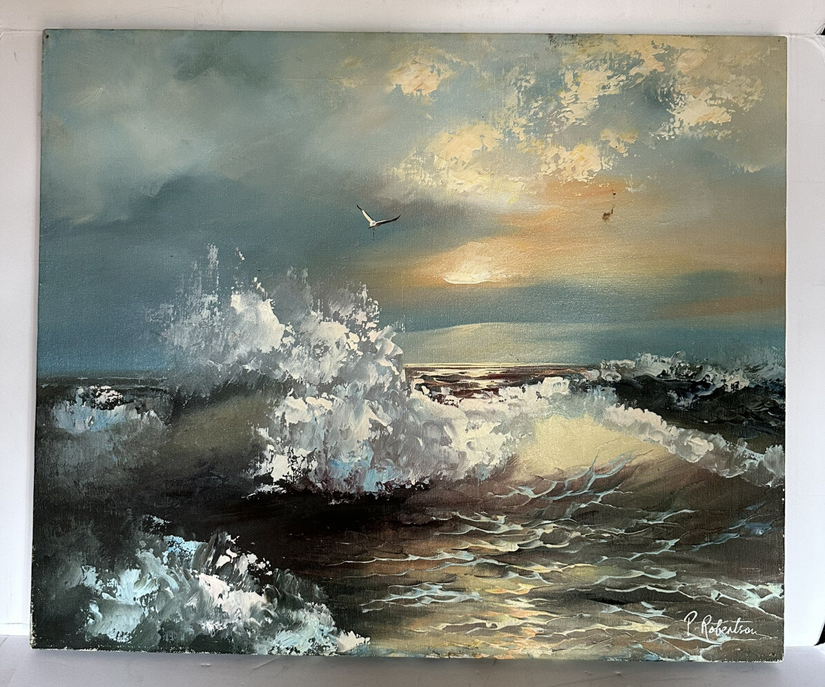 Vintage American Artist P. Robertson Signed Original Seascape