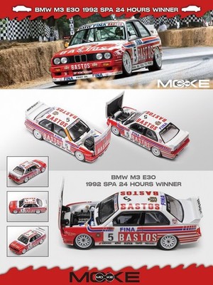 MOKE 1:64 E30 M3 DTM 1992 SPA 24H Winner #5 Open Hood Diecast