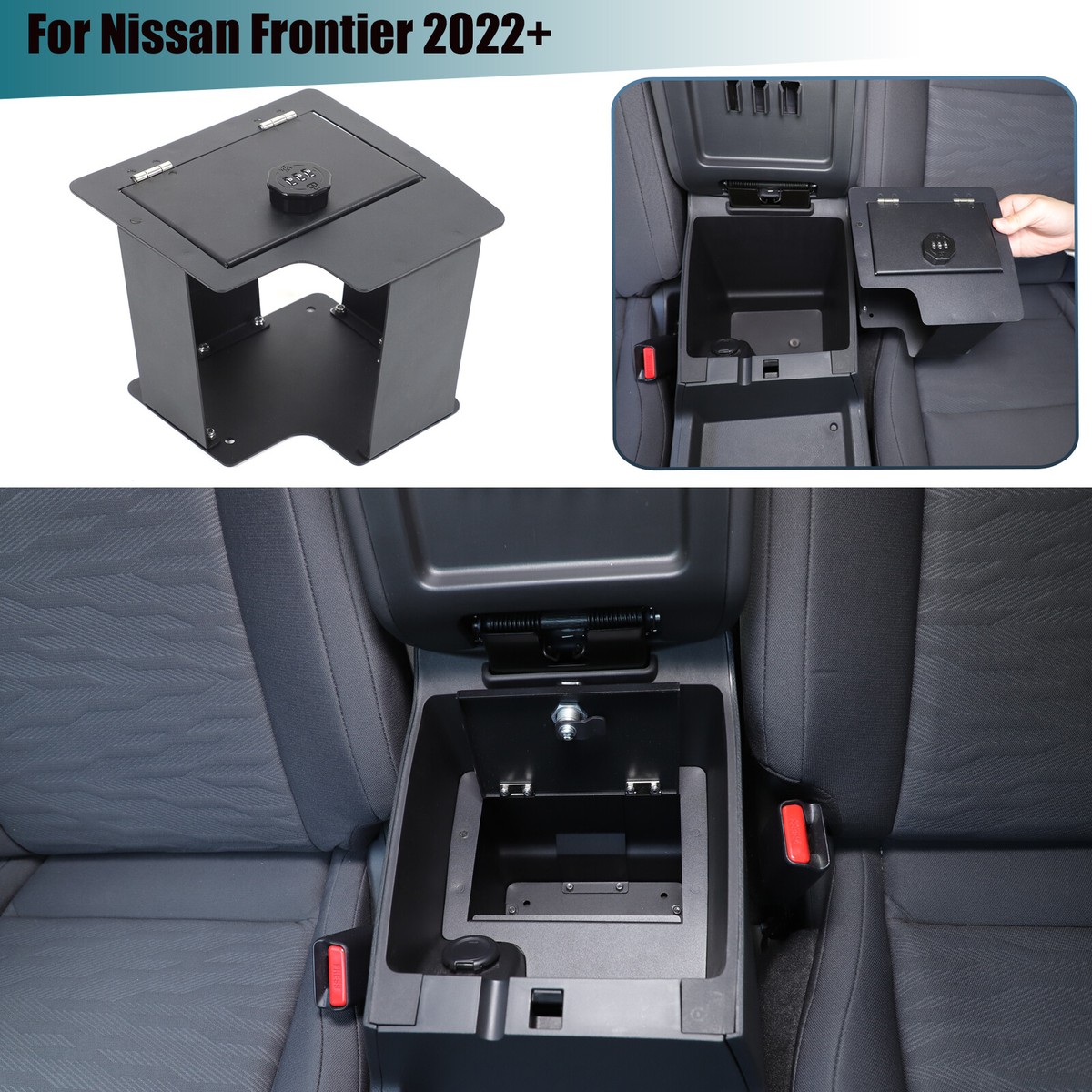 Center Console Safe GUN Storage Lock Box W/ TRAY For Nissan