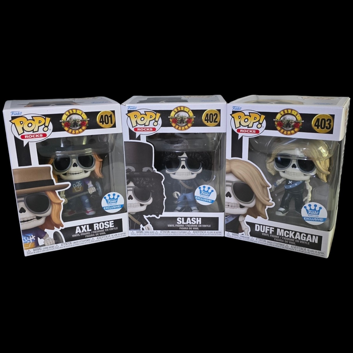 Guns N' Roses Funko Pop! 3PC SKELETON SET Axl, Slash & Duff #401