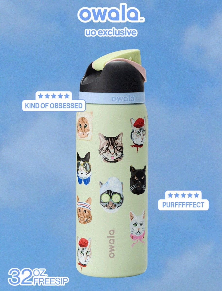 Owala Freesip 32oz Urban Outfitters Exclusive Cat Collage Catwala