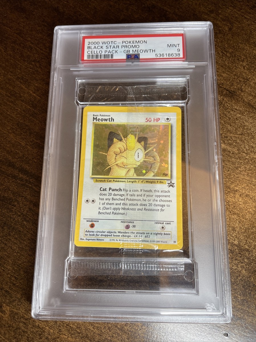 PSA 9 MINT Meowth 10 Holo Sealed Cello Pack Promo Black Star