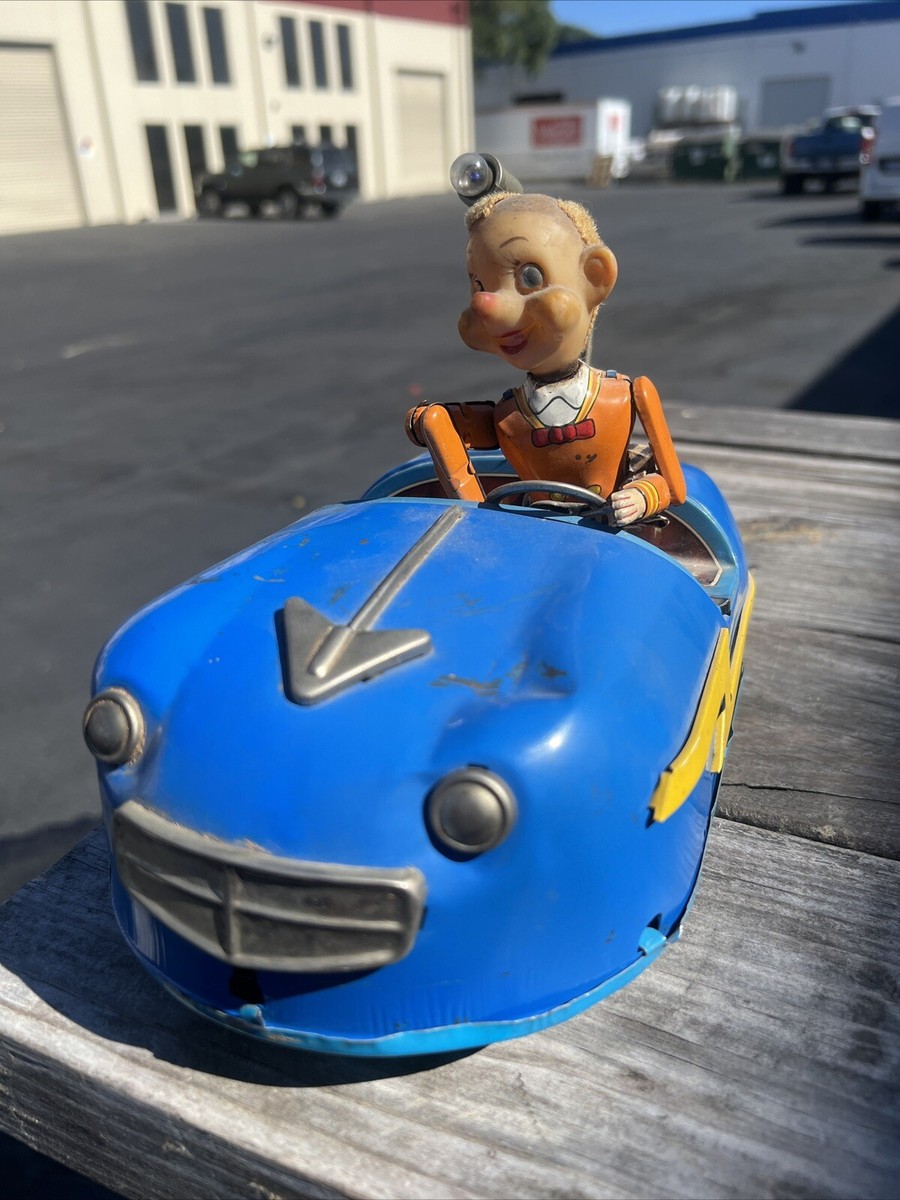 VINTAGE ALPS CLOWN BUMPER CAR RARE 1961 TIN CIRCUS CARNIVAL TOY