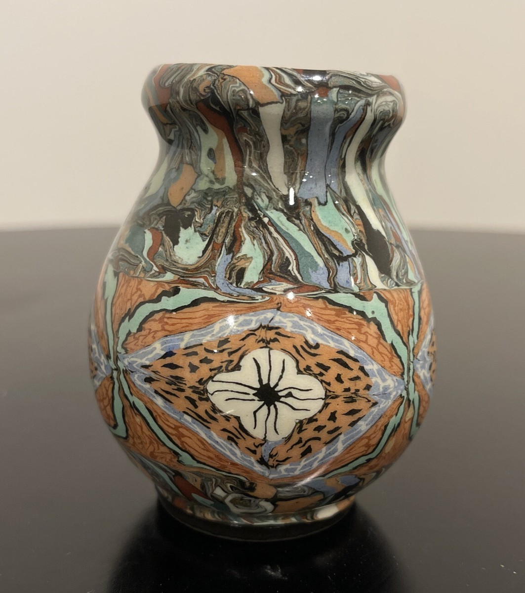 Jean Gerbino Vallauris France Mosaic Art Pottery Cabinet Vase 3.6