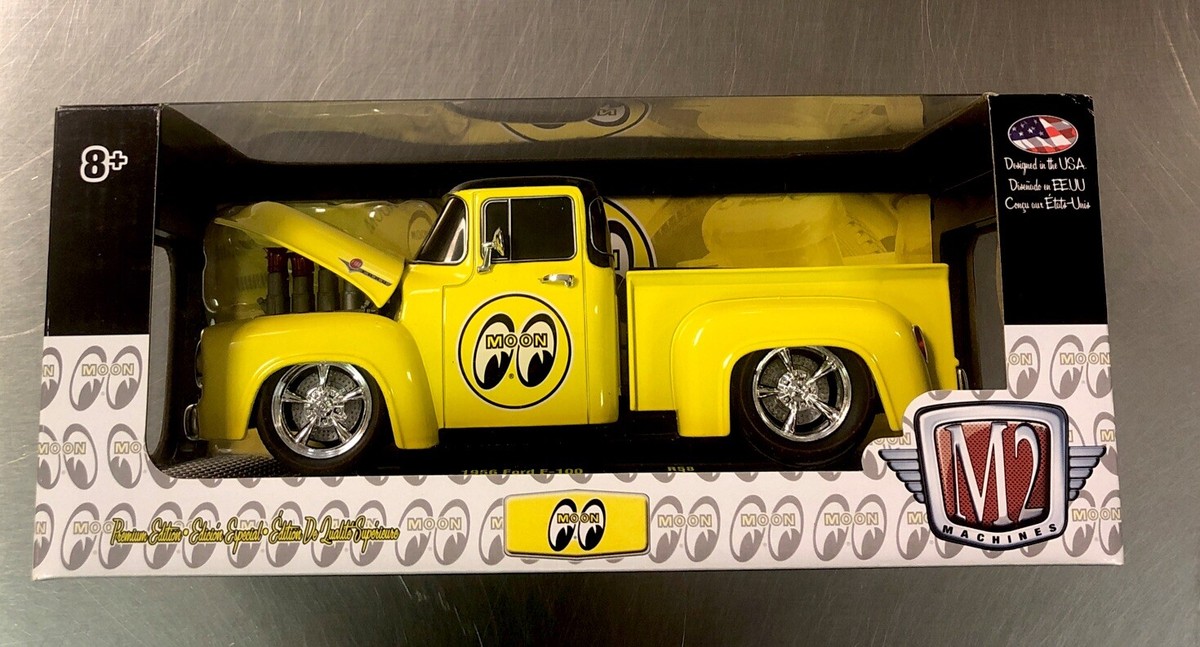M2 MACHINES MOONEYES 1956 FORD F-100 PICKUP TRUCK R58 YELLOW/BLACK