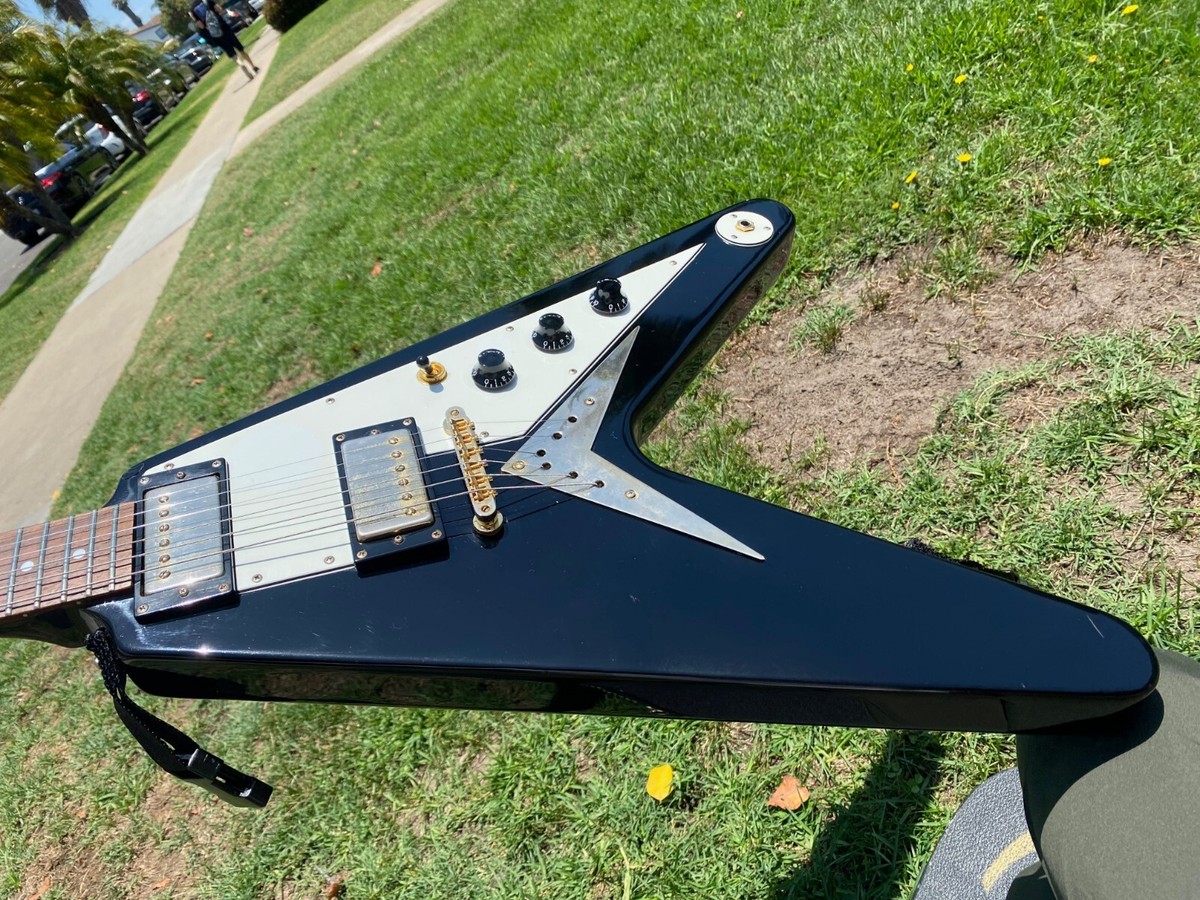 2001 Epiphone Flying V Korina 1958 Reissue Black Unsung Korea