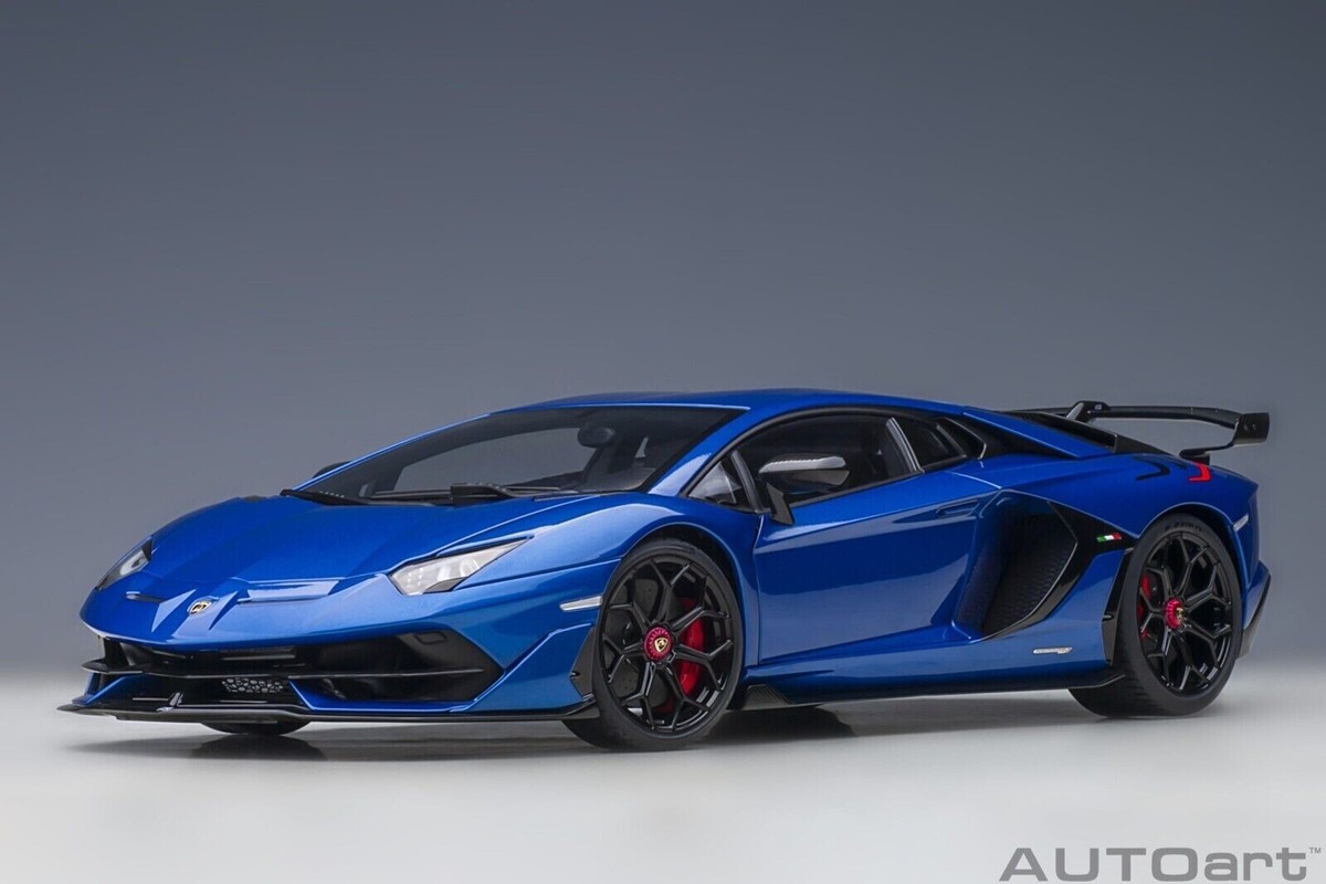 1/18 Lamborghini Aventador SVJ Blue Nethuns Composite Model Car By