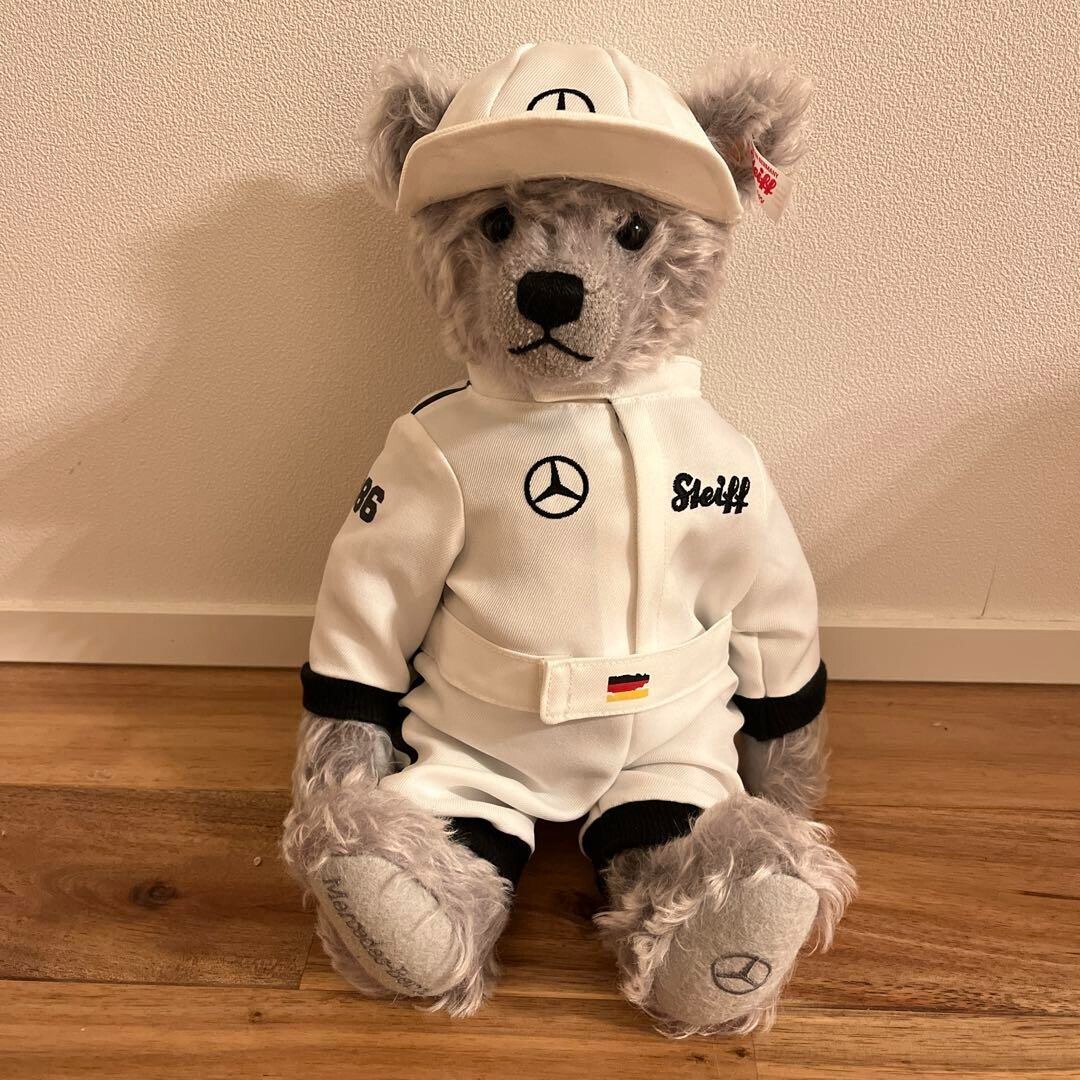 Mercedes Benz Car x Steiff Racing Suit Stuffed Toy Teddy Bear USED