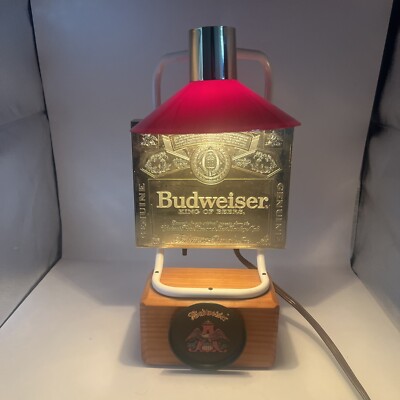 VTG Budweiser Bar Light - Gold with Red Shade - All Original