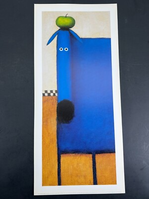 Daniel Patrick Kessler 2003 Square Blue Dog with Apple Print P/I