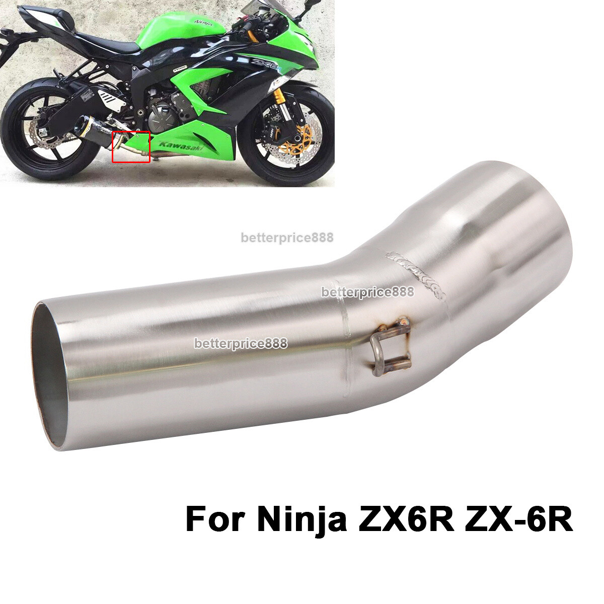 For Kawasaki Ninja ZX6R ZX-6R Slip On Exhaust System Middle Pipe